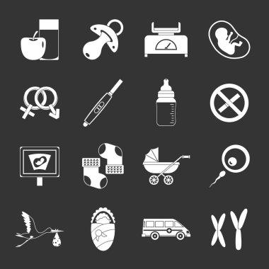 Gri vektör gebelik sembolleri Icons set