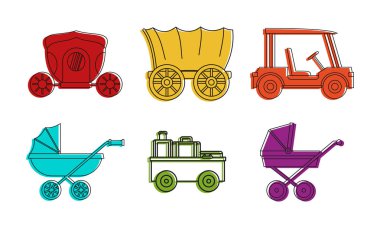 Taşıma araç simge kümesi, renk anahat stili