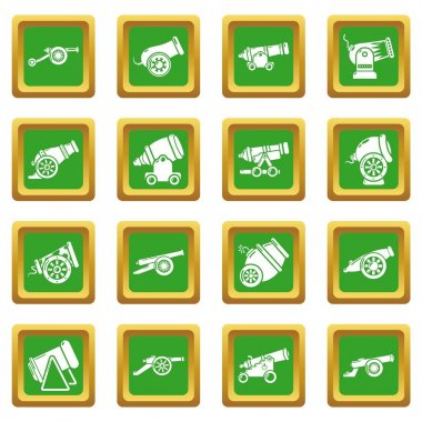 Retro Icons yeşil set top vektör kare