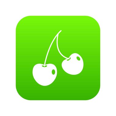 İki kiraz meyveleri simgesi dijital yeşil