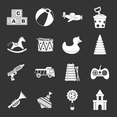 Gri vektör farklı çocuklar oyuncak Icons set