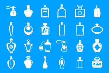 Parfüm mavi simge kümesi vektör