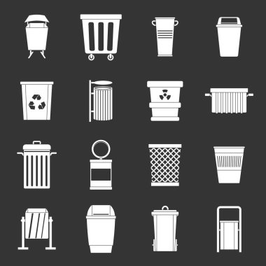 Gri vektör Çöp konteyner Icons set