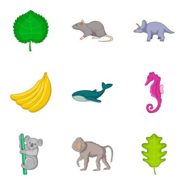 Canlı dünya Icons set, karikatür tarzı