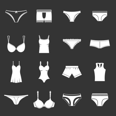 Gri vektör iç çamaşırı öğeleri Icons set