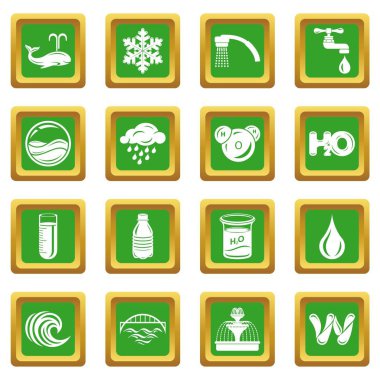 Su simgeler kümesi yeşil kare vektör