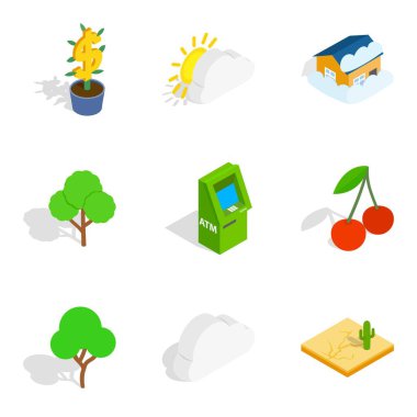 Kritik hayati Icons set, izometrik stili