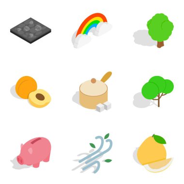 Hayat canlılık Icons set, izometrik stili