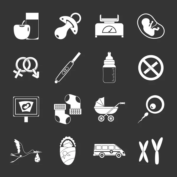 Incinta simboli icone set grigio vettore — Vettoriale Stock