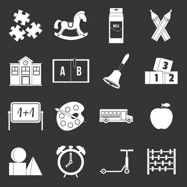 Conjunto de iconos de símbolo de jardín de infancia vector gris — Archivo Imágenes Vectoriales