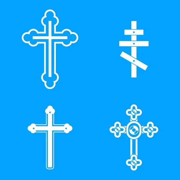 Kreuzsymbol blauer eingestellter Vektor — Stockvektor