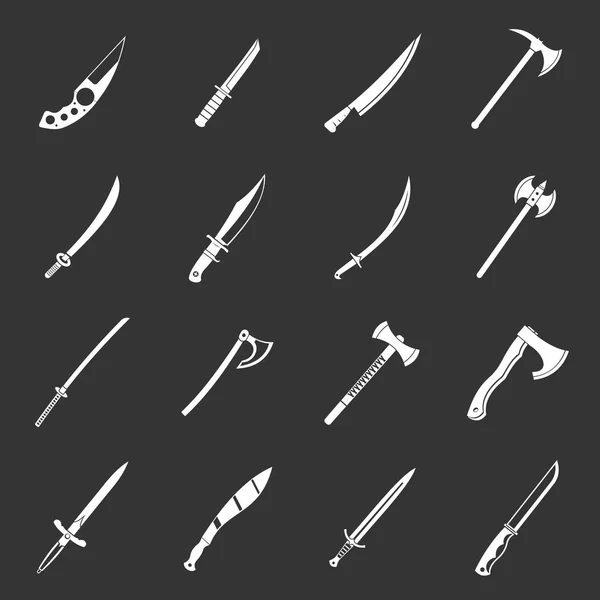 Steel arms symbols icons set grey vector — Stock Vector