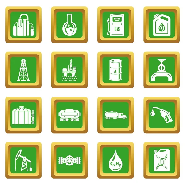 Yeşil kare vektör petrol sanayi Icons set