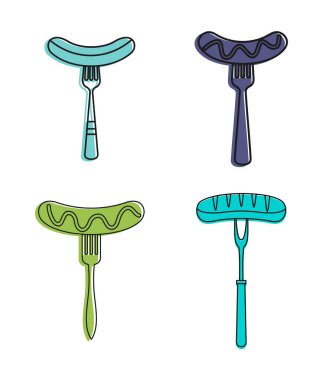 Sosis simge kümesi, renk anahat stili