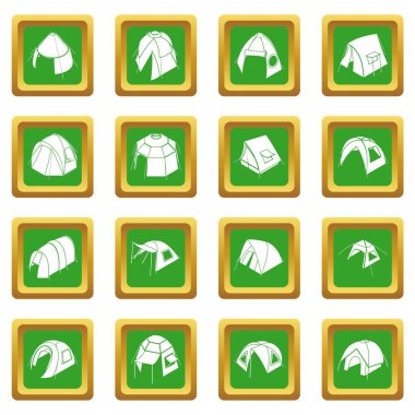 Yeşil kare vektör çadır formları Icons set