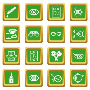 Yeşil kare vektör göz doktoruna Icons set