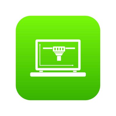 3d tasarım simgesi dijital yeşil ile dizüstü bilgisayar