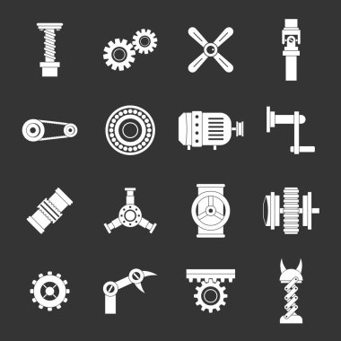 Gri vektör techno mekanizmaları kiti Icons set