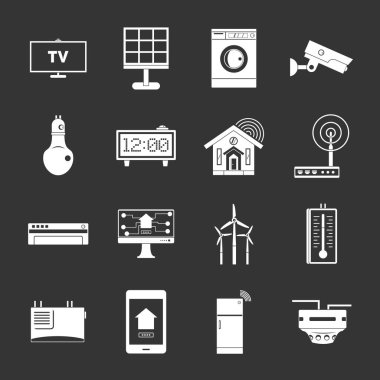 Gri vektör akıllı ev Icons set
