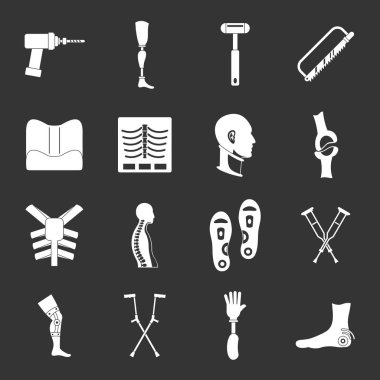 Gri vektör ortopedi protez Icons set