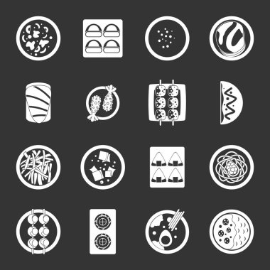 Japonya gıda Icons set gri vektör