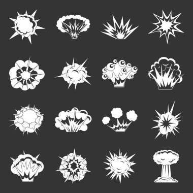 Gri vektör patlama Icons set