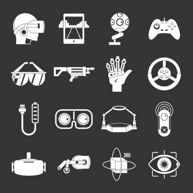 Sanal gerçeklik Icons set gri vektör