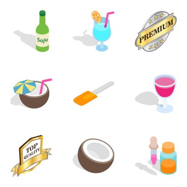Vitamin eksikliği Icons set, izometrik stili