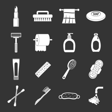 Gri vektör Hijyen araçları Icons set
