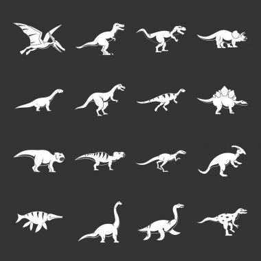 Gri vektör dinozor Icons set