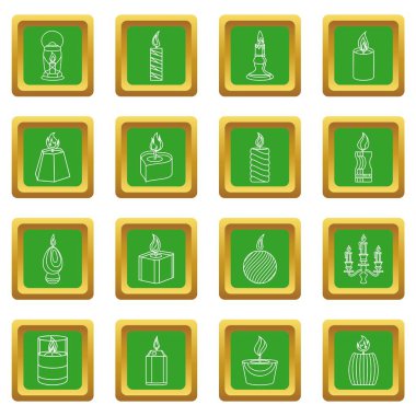 Mum formları simgeler kümesi yeşil kare vektör
