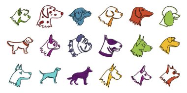 Köpekler simge kümesi, renk anahat stili