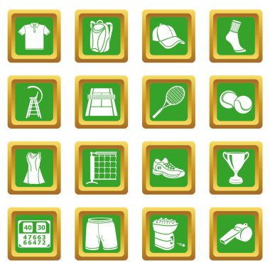 Yeşil kare vektör Tenis Icons set
