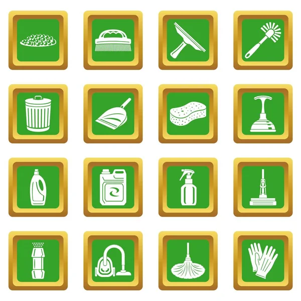 Yeşil kare vektör simgeleri temizleme ayarla