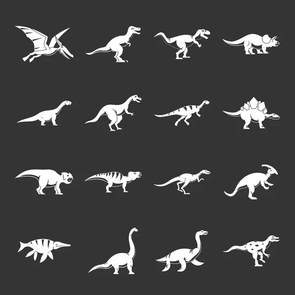 Ícones de dinossauro conjunto vetor cinza —  Vetores de Stock