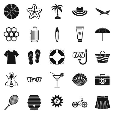 Yaz şeyler Icons set, basit tarzı