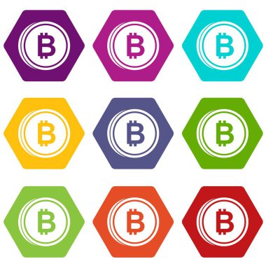 Renk altı yüzlü yazı tura yarasa Icon set