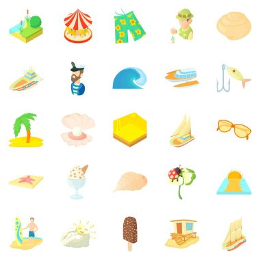 Icons set, karikatür tarzı cruise