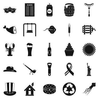 Rahatlatıcı tatil Icons set, basit tarzı