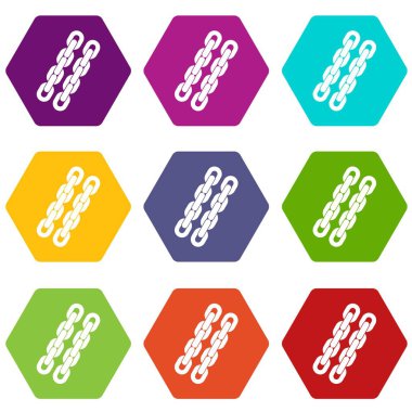Renk altı yüzlü zincirleri Icon set