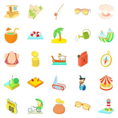 Güneşli Icons set, karikatür tarzı