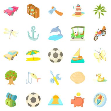 Parlak dinlenme Icons set, karikatür tarzı