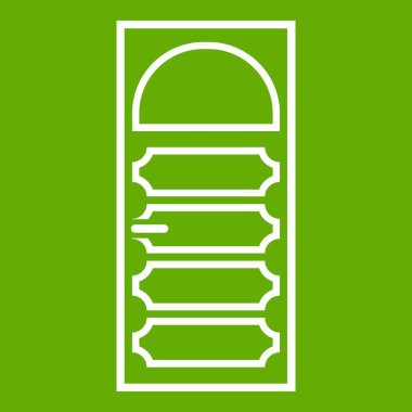 Kemerli cam simge yeşil ile ahşap kapı