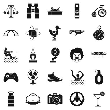 Kentsel tatil Icons set, basit tarzı