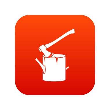 Ağaç güdük simgesi dijital kırmızıyla sıkışmış balta