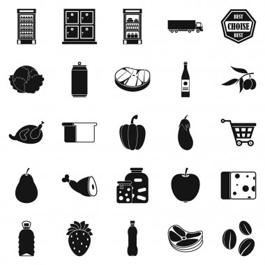 Süpermarket Icons set, basit tarzı