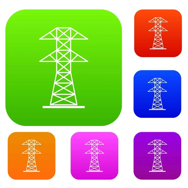 Coleção de cores de torre de alta tensão — Vetor de Stock
