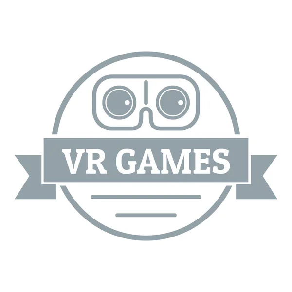 VR gamer λογότυπο, απλό στυλ γκρι — Διανυσματικό Αρχείο