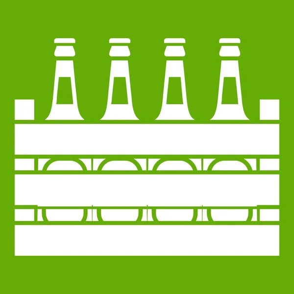 Cerveza caja de madera icono verde — Archivo Imágenes Vectoriales