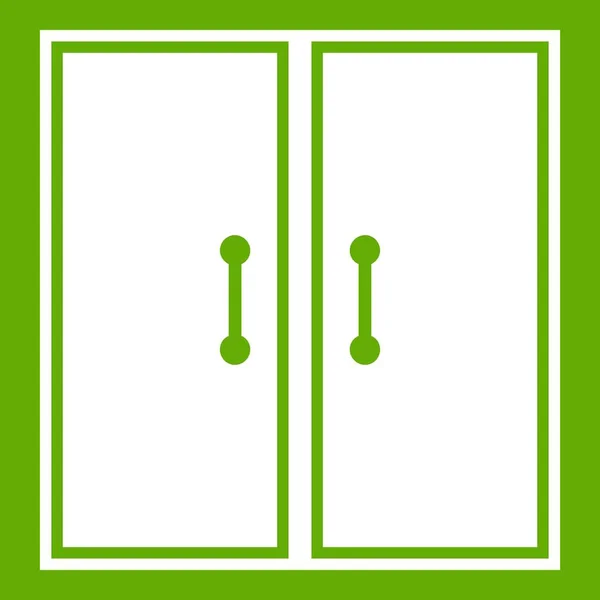 Twee glazen deuren pictogram groen — Stockvector